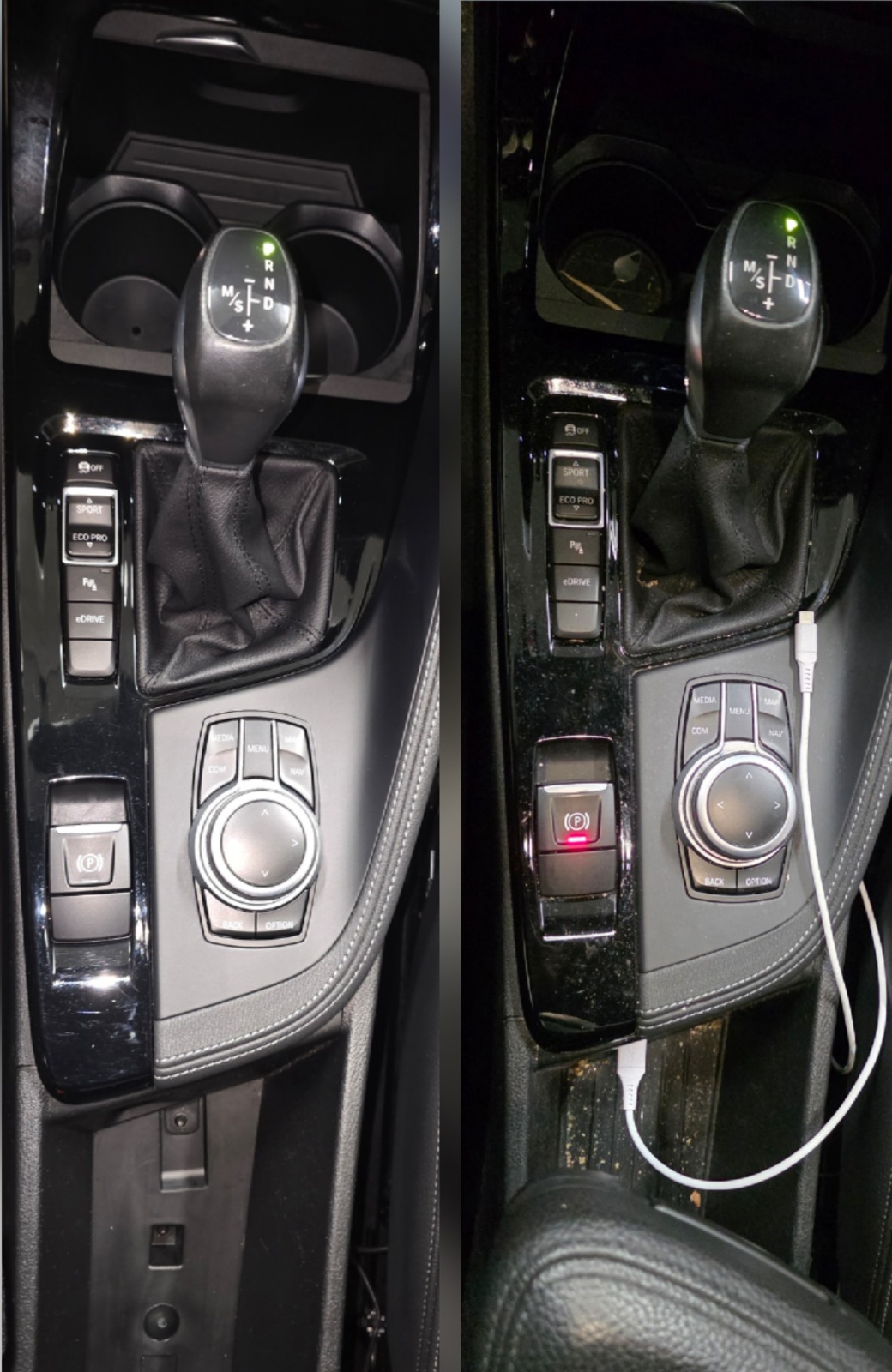Voor en na interieurreiniging van een personenauto in Oss